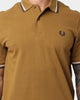 Fred Perry Twin Tipped Polo Shirt Dark Caramel