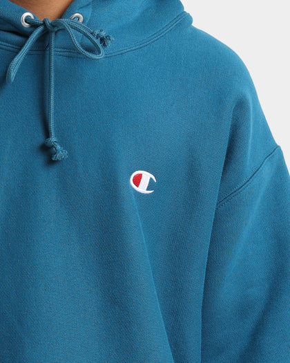 Champion Reverse Weave Small C Hoodie Fresh Teal