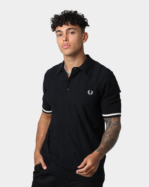 Fred Perry Tipping Texture Knitted Polo Black