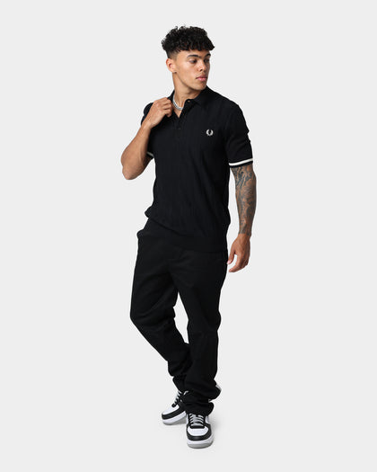 Fred Perry Tipping Texture Knitted Polo Black