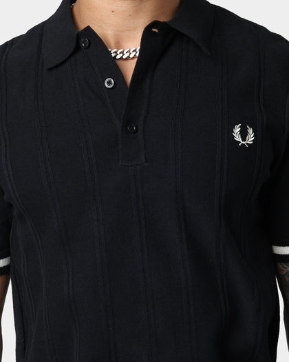 Fred Perry Tipping Texture Knitted Polo Black