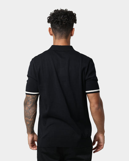 Fred Perry Tipping Texture Knitted Polo Black