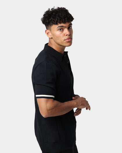 Fred Perry Tipping Texture Knitted Polo Black