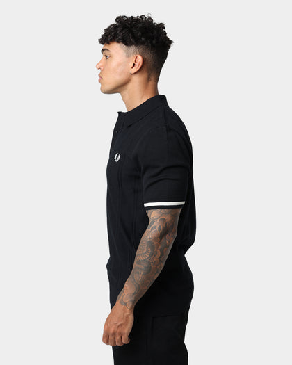 Fred Perry Tipping Texture Knitted Polo Black