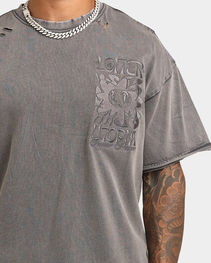 Loiter Utopia Raw T-Shirt Charcoal