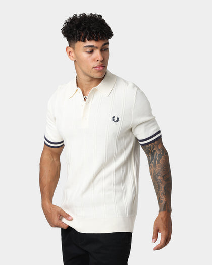 Fred Perry Tipping Texture Knitted Polo Ecru