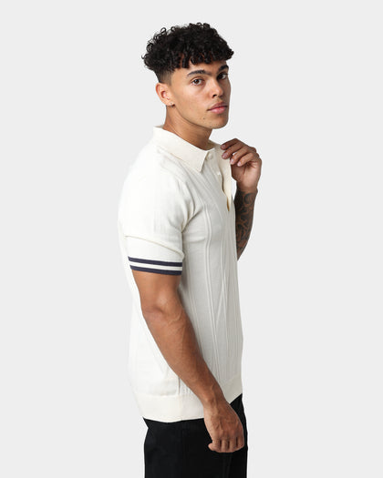 Fred Perry Tipping Texture Knitted Polo Ecru