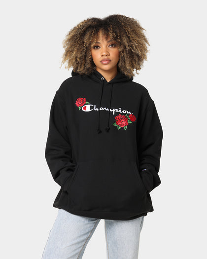 Champion Reverse Weave Roses Embroidery Hoodie Black
