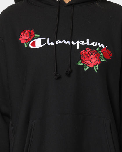 Champion Reverse Weave Roses Embroidery Hoodie Black