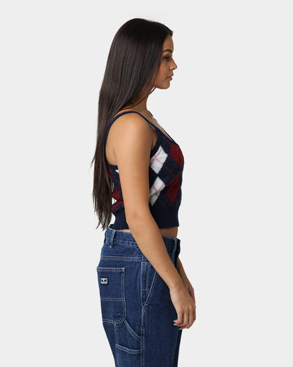 Tommy Jeans Cropped Argyle Cami Top Twilight Navy