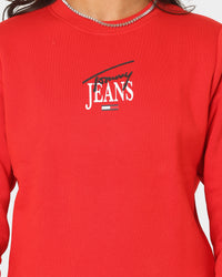 Tommy Jeans Women's Essential Crewneck Deep Crimson