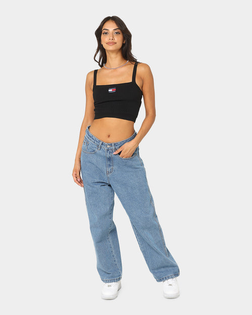Tommy Jeans Women's Super Crop Badge Ribbed Cami Black