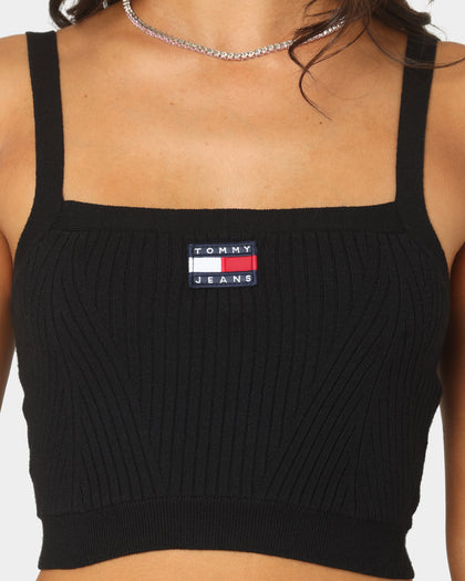 Tommy Jeans Women's Super Crop Badge Ribbed Cami Black