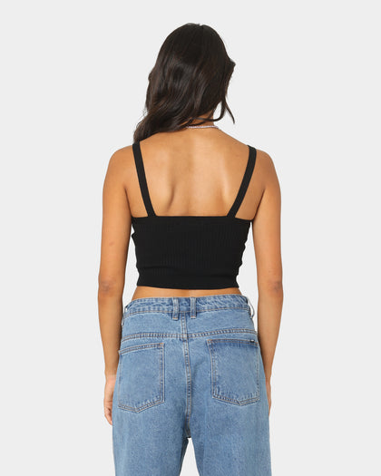 Tommy Jeans Women's Super Crop Badge Ribbed Cami Black