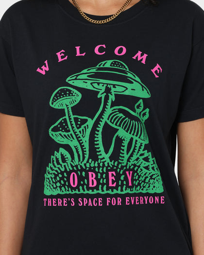 Obey Women's Space For Everyone T-Shirt Off Black