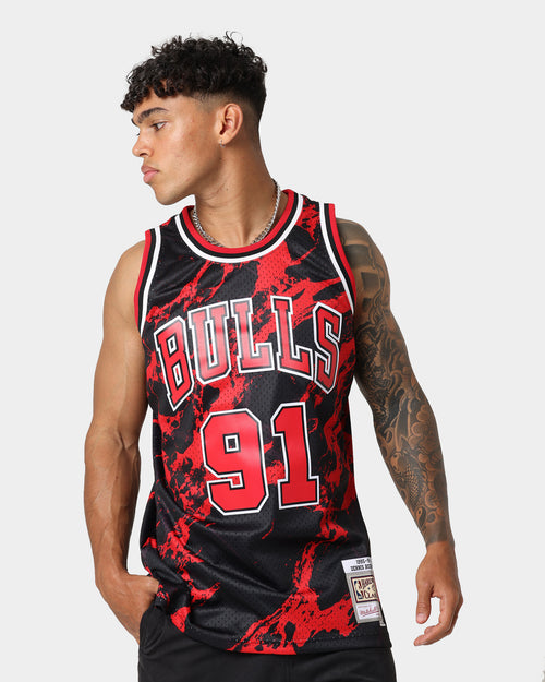 Mitchell & Ness Chicago Bulls Dennis Rodman #91 '95-'96 Marble Swingman Jersey Red