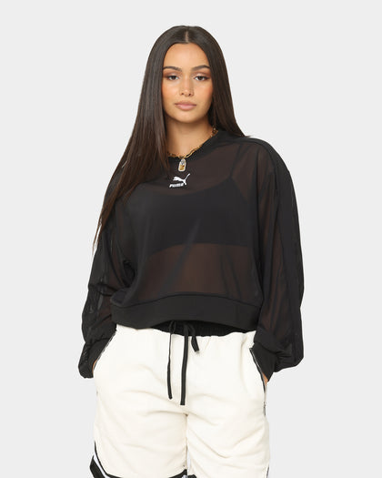 Puma Women's T7 Balloon Sleeve Mesh Crewneck Black