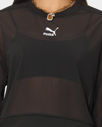 Puma Women's T7 Balloon Sleeve Mesh Crewneck Black