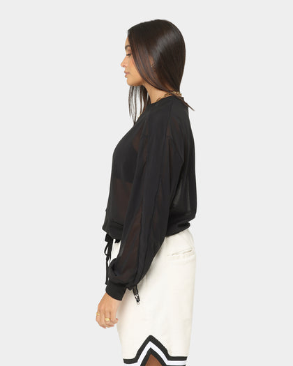 Puma Women's T7 Balloon Sleeve Mesh Crewneck Black