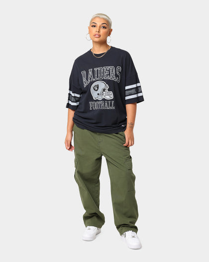 Majestic Athletic Las Vegas Raiders Stripe Vintage T-Shirt Faded Black