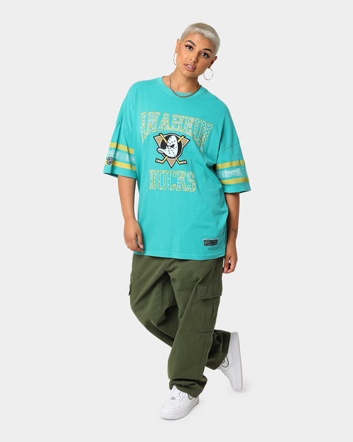Majestic Athletic Anaheim Ducks Paisley Stripe Vintage T-Shirt Faded Teal
