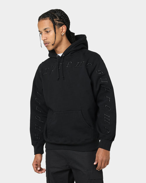 Supreme Raised Embroidery Hooded Sweatshirt Black
