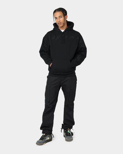 Supreme Raised Embroidery Hooded Sweatshirt Black