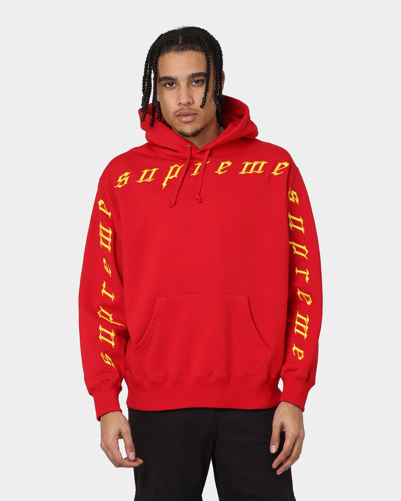 Supreme Raised Embroidery Hooded Sweatshirt Red | Culture