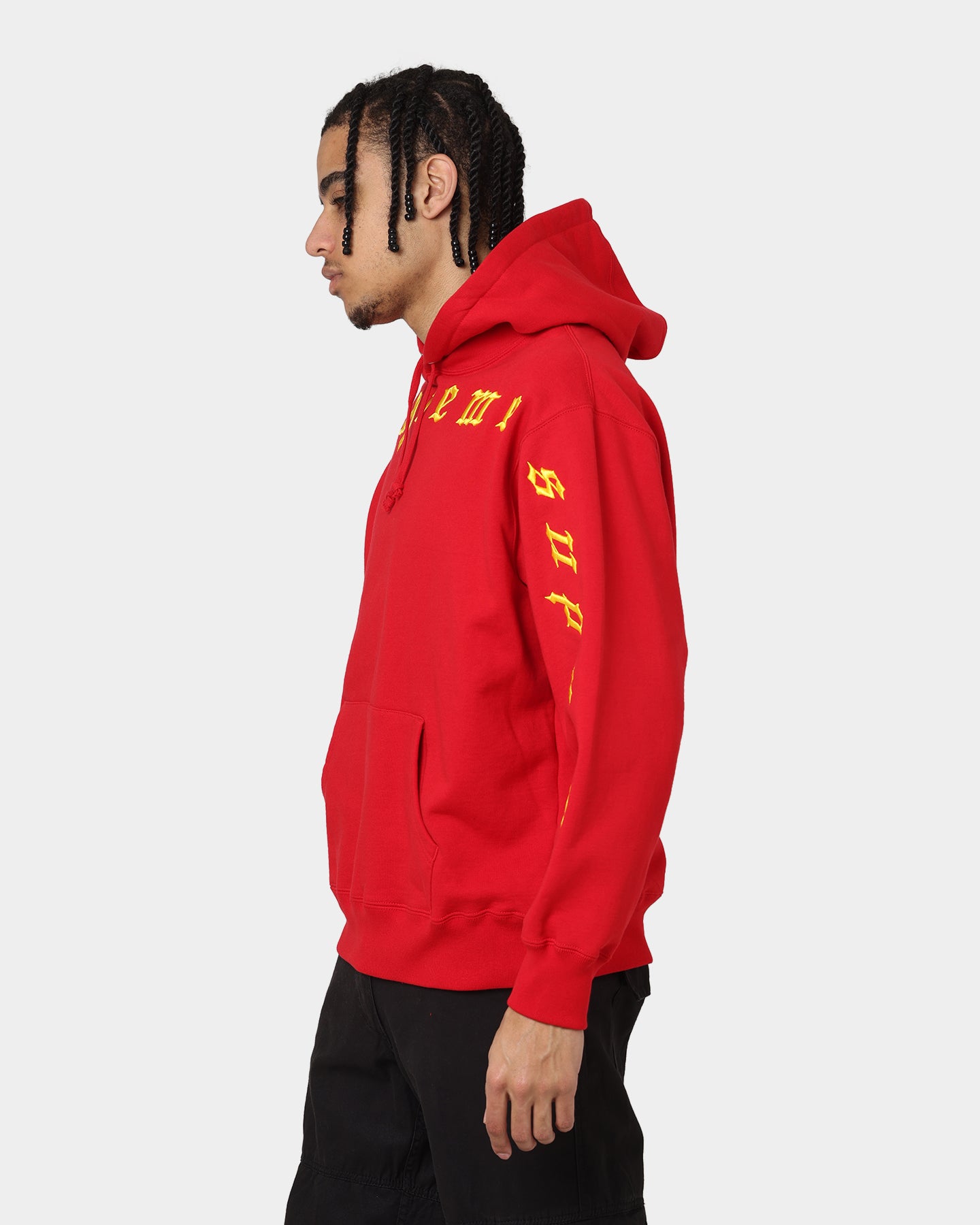 Supreme Raised Embroidery Hooded Sweatshirt Red | Culture Kings US