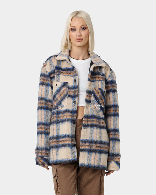 Karl Kani Chest Signature Check Wool Blend Jacket Sand