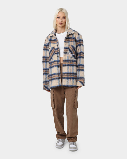 Karl Kani Chest Signature Check Wool Blend Jacket Sand