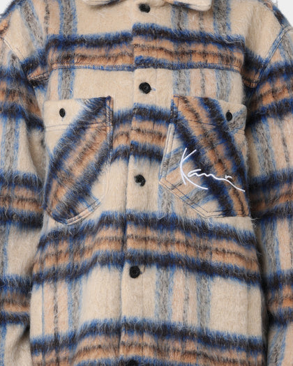Karl Kani Chest Signature Check Wool Blend Jacket Sand