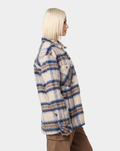 Karl Kani Chest Signature Check Wool Blend Jacket Sand