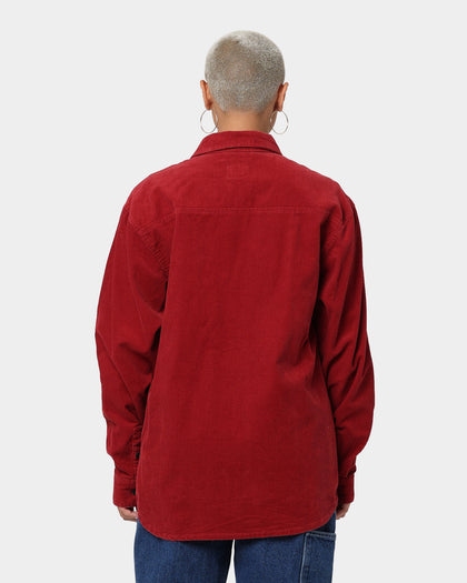 Karl Kani Chest Signature Corduroy Shirt Dark Red