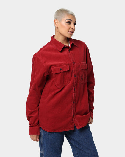 Karl Kani Chest Signature Corduroy Shirt Dark Red