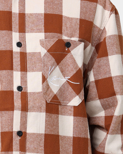Karl Kani Chest Signature Flannel Shirt Cognac