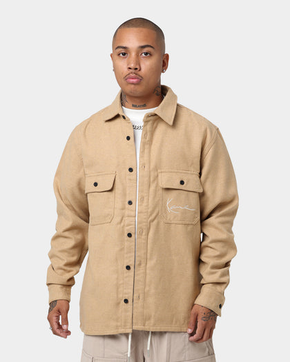 Karl Kani Chest Signature Wool Blend Shirt Sand
