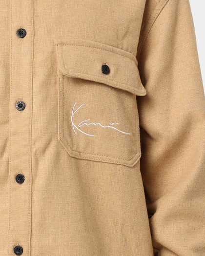Karl Kani Chest Signature Wool Blend Shirt Sand