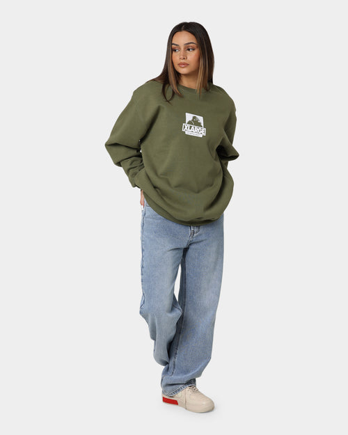 XLARGE 91 Crewneck Fatigue Green/White
