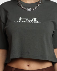 HUF Women's Washed Crop T-Shirt Gunmetal