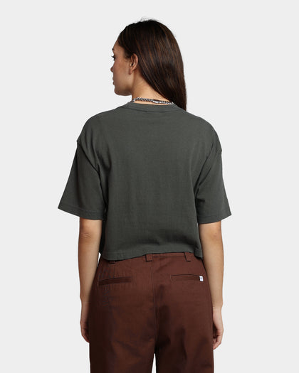 HUF Women's Washed Crop T-Shirt Gunmetal