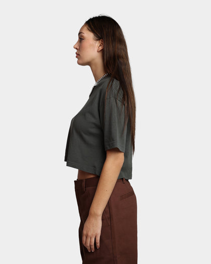 HUF Women's Washed Crop T-Shirt Gunmetal