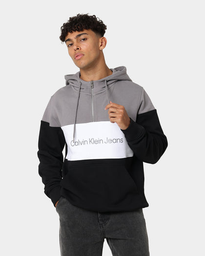 Calvin Klein Colourblock Quarter Zip Hoodie Ck Black