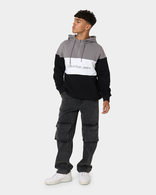 Calvin Klein Colourblock Quarter Zip Hoodie Ck Black