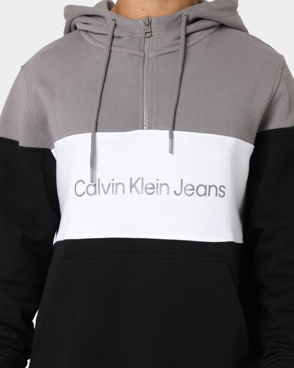 Calvin Klein Colourblock Quarter Zip Hoodie Ck Black