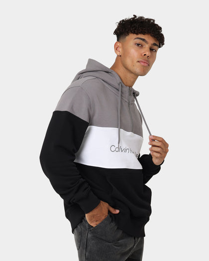Calvin Klein Colourblock Quarter Zip Hoodie Ck Black
