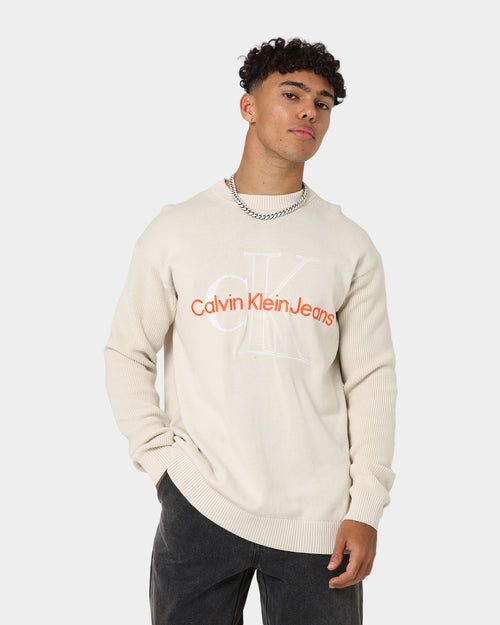 Calvin Klein Two Tone Monogram Sweater Eggshell