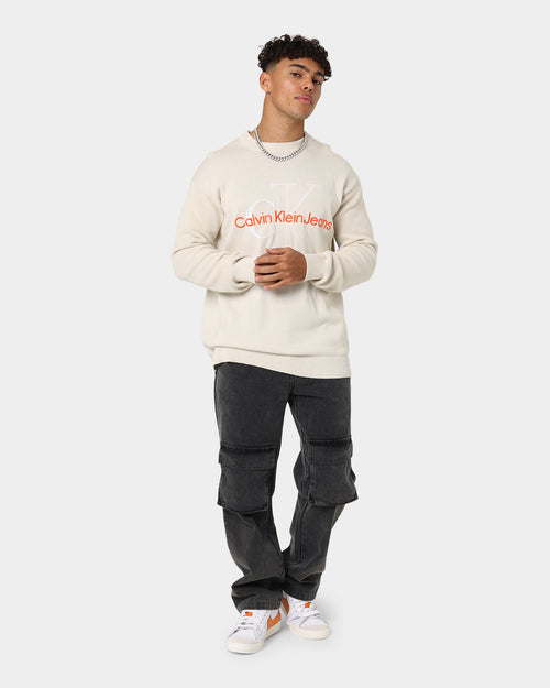 Calvin Klein Two Tone Monogram Sweater Eggshell