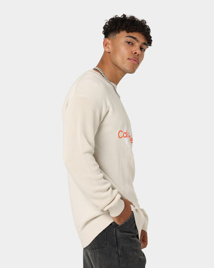 Calvin Klein Two Tone Monogram Sweater Eggshell