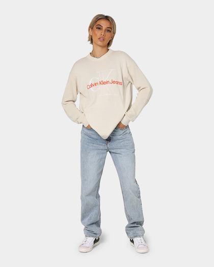 Calvin Klein Two Tone Monogram Sweater Eggshell